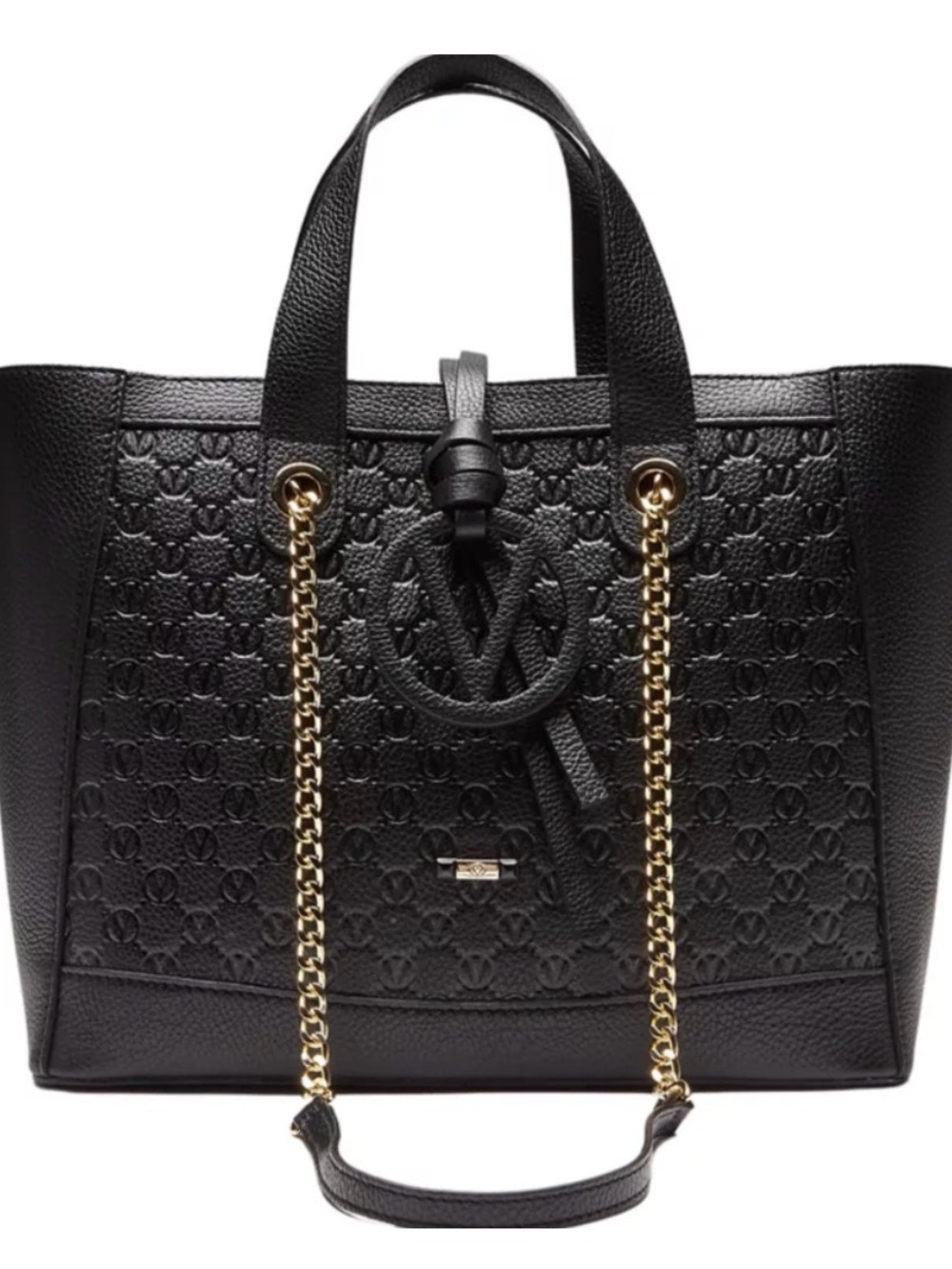 Valentino Logo “Sophie” Leather Bag w/ (Removable) Gold Chain Straps Auth & EUC